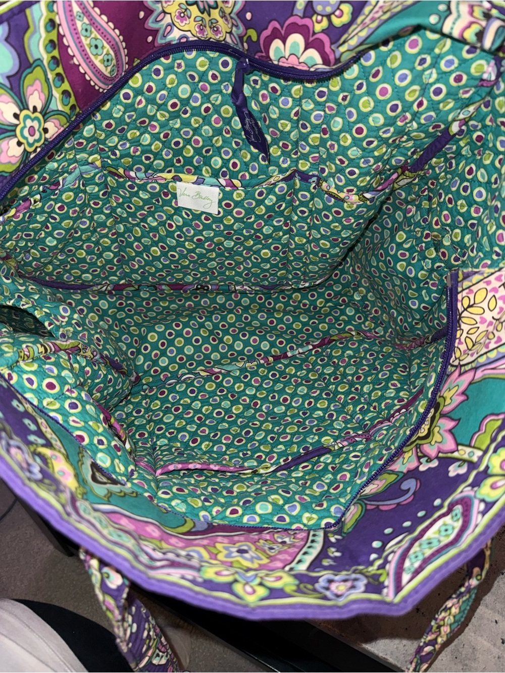 EUC Vera Bradley Heather Purple Paisley Tote - Picture 8 of 10